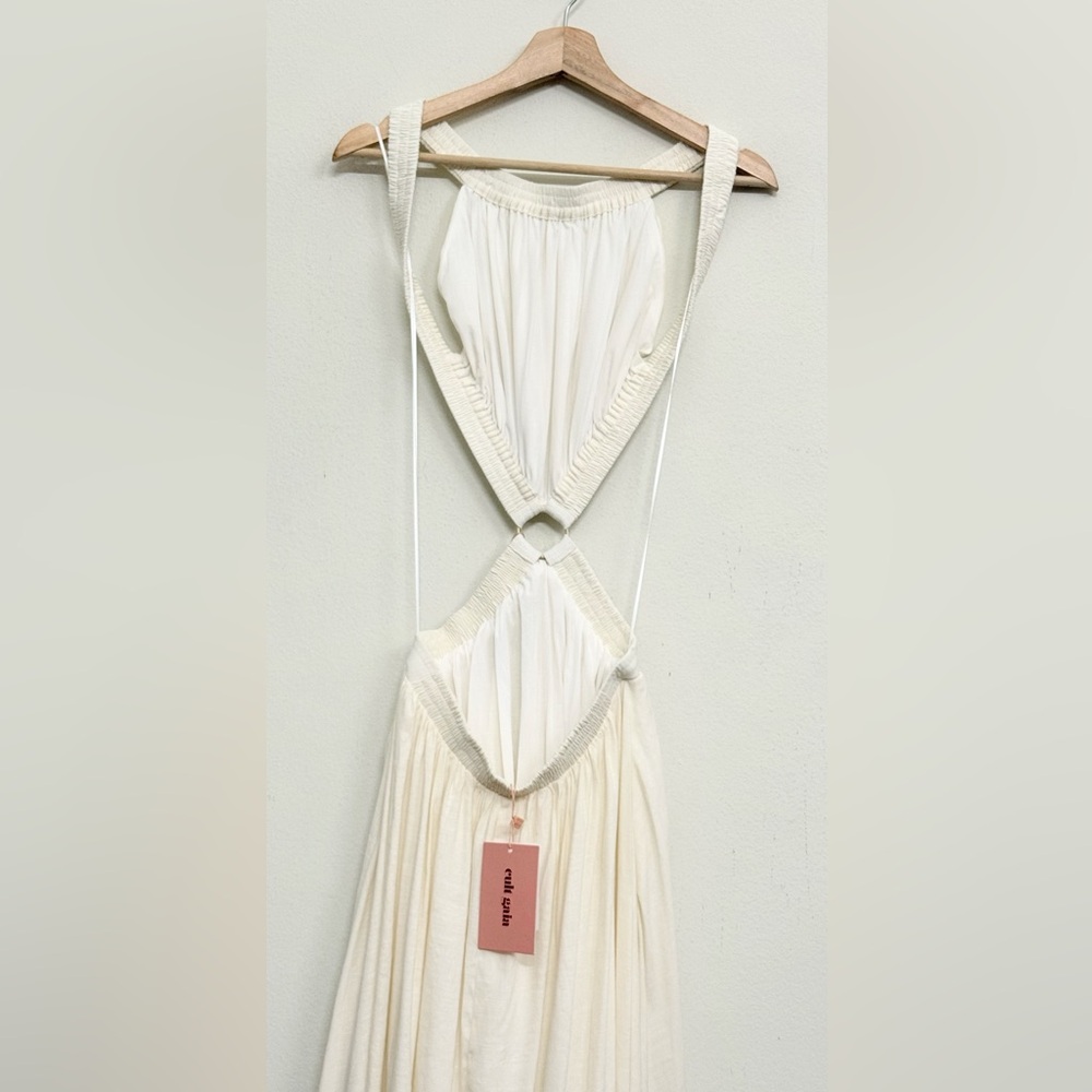 NWT Cult Gaia Theia Halter Backless Linen Blend MIDI Dress in Off- White Size M - Picture 7 of 16